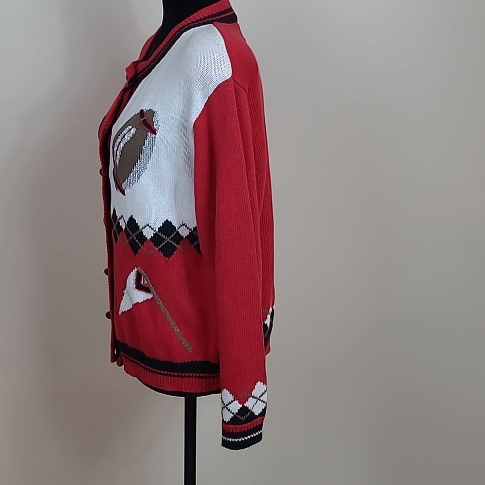 Christofer & Banks Vintage Nebraska Cornhusker Football Knit Cardigan Sweater L - Picture 4 of 5
